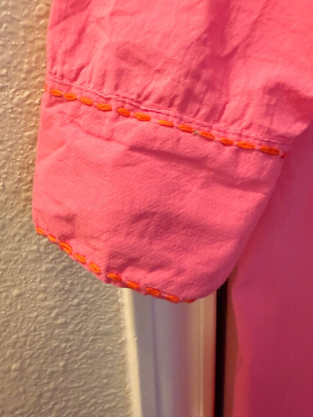 Bright Pink Embroidered Shirt Dress Or Swim Cover Up - Picture 6 of 10